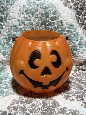 Vintage Orange Jack-o'-Lantern Candy Bucket - Halloween Treat Container